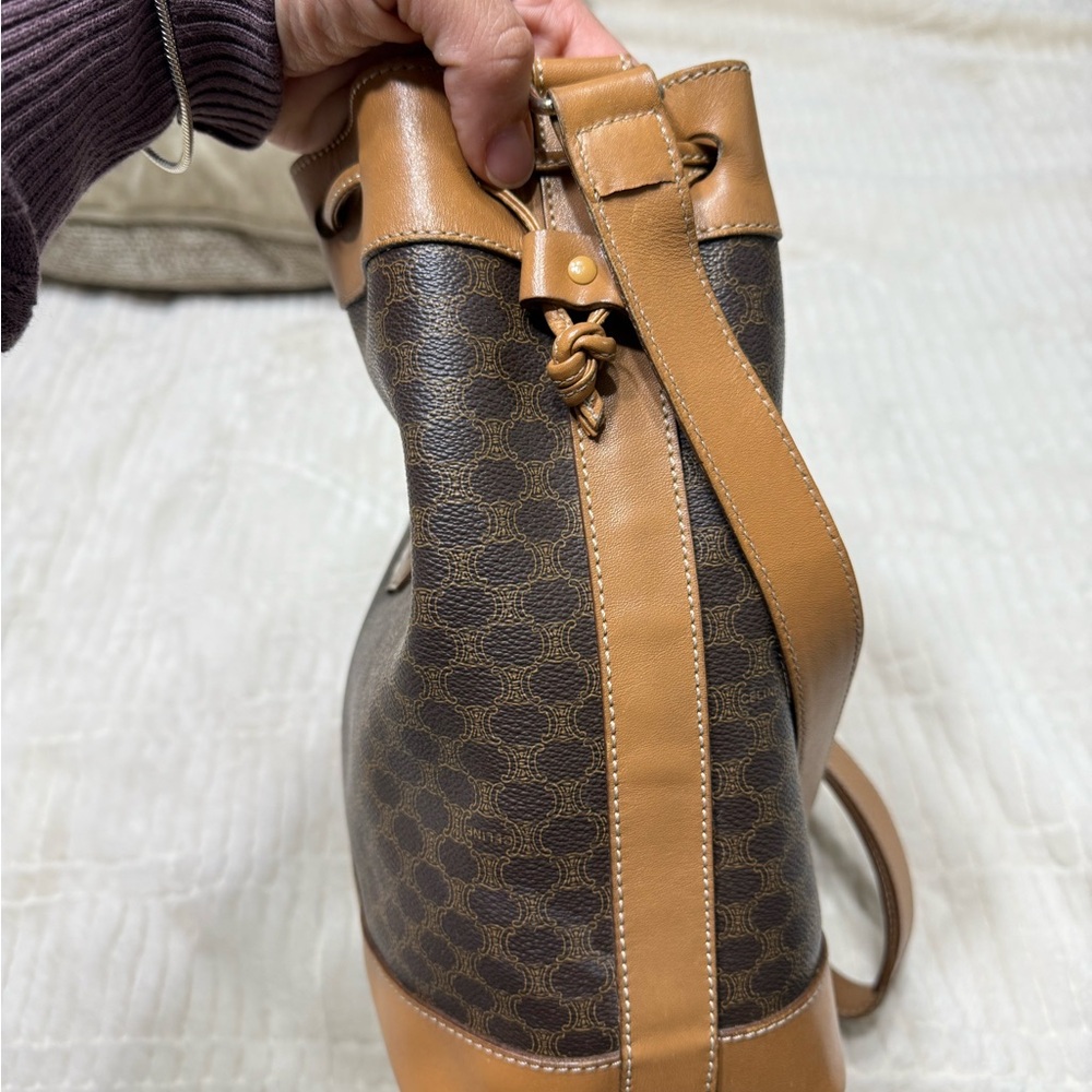 Celine vintage Brown Leather Bucket Bag - Picture 9 of 13
